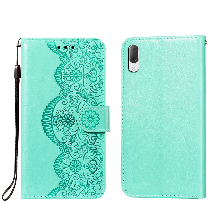 For Sony Xperia L3 Flower Vine Embossing Pattern Horizontal Flip Leather Case with Card Slot & Holder & Wallet & Lanyard