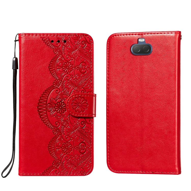 For Sony Xperia 20 Flower Vine Embossing Pattern Horizontal Flip Leather Case with Card Slot & Holder & Wallet & Lanyard