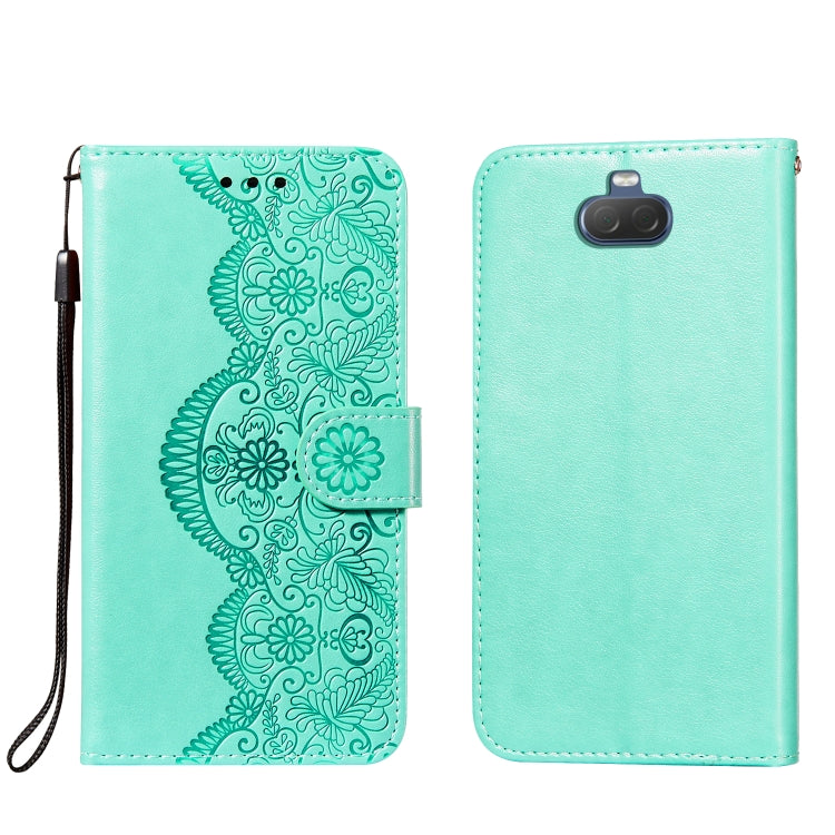 For Sony Xperia 20 Flower Vine Embossing Pattern Horizontal Flip Leather Case with Card Slot & Holder & Wallet & Lanyard