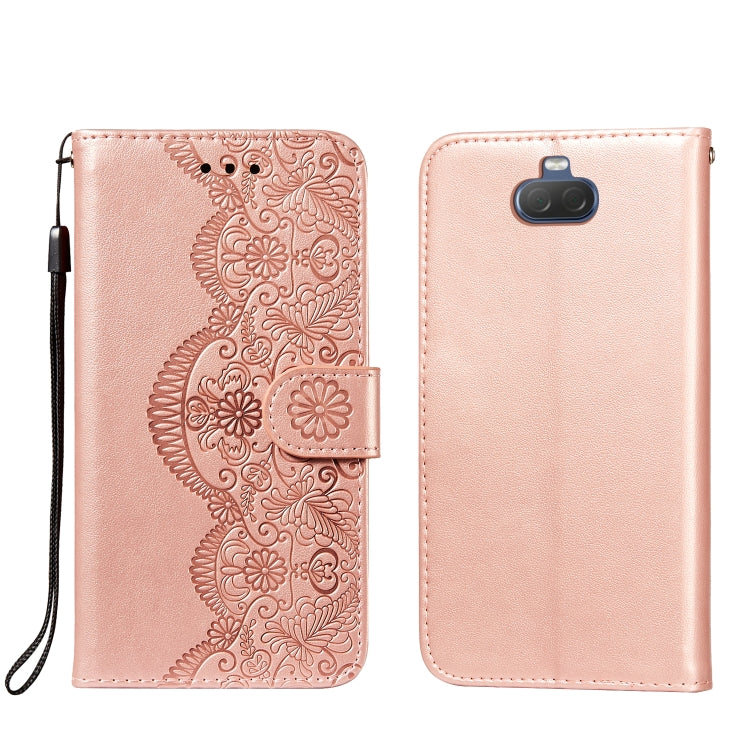 For Sony Xperia 20 Flower Vine Embossing Pattern Horizontal Flip Leather Case with Card Slot & Holder & Wallet & Lanyard