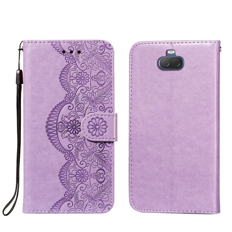 For Sony Xperia 20 Flower Vine Embossing Pattern Horizontal Flip Leather Case with Card Slot & Holder & Wallet & Lanyard