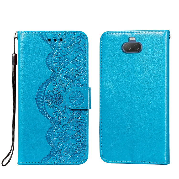For Sony Xperia 20 Flower Vine Embossing Pattern Horizontal Flip Leather Case with Card Slot & Holder & Wallet & Lanyard