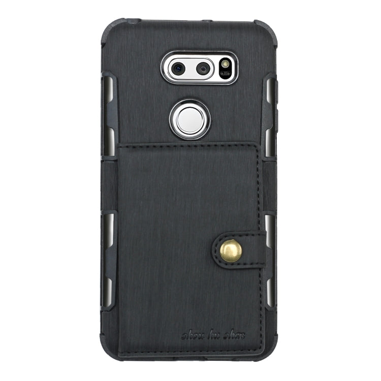 For LG V30 Brushed Texture Shockproof PU + TPU Case, with Card Slots & Wallet & Photo Frame