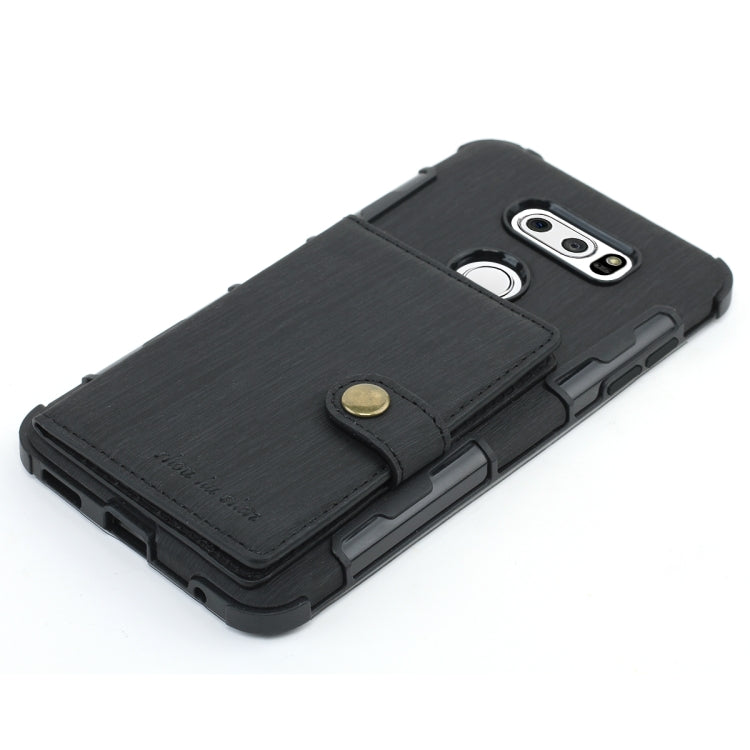 For LG V30 Brushed Texture Shockproof PU + TPU Case, with Card Slots & Wallet & Photo Frame