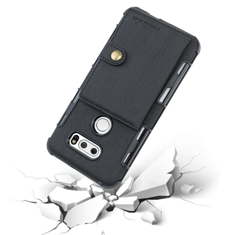 For LG V30 Brushed Texture Shockproof PU + TPU Case, with Card Slots & Wallet & Photo Frame