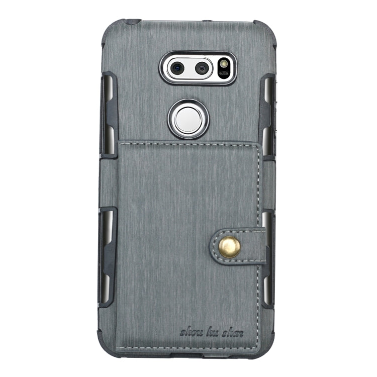 For LG V30 Brushed Texture Shockproof PU + TPU Case, with Card Slots & Wallet & Photo Frame