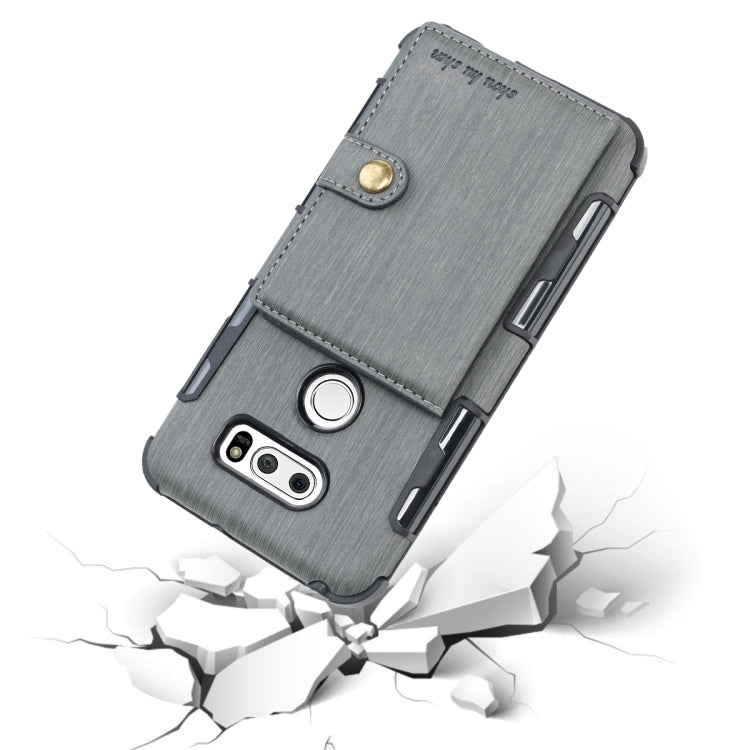 For LG V30 Brushed Texture Shockproof PU + TPU Case, with Card Slots & Wallet & Photo Frame