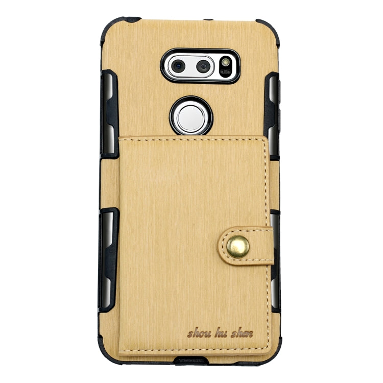 For LG V30 Brushed Texture Shockproof PU + TPU Case, with Card Slots & Wallet & Photo Frame