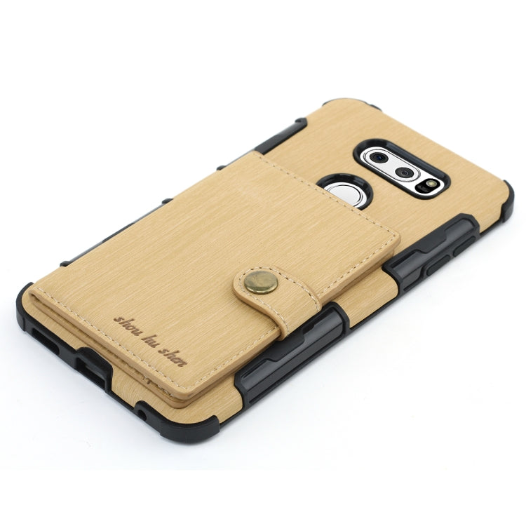For LG V30 Brushed Texture Shockproof PU + TPU Case, with Card Slots & Wallet & Photo Frame