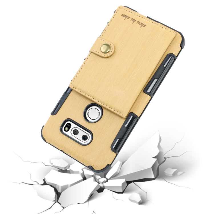 For LG V30 Brushed Texture Shockproof PU + TPU Case, with Card Slots & Wallet & Photo Frame