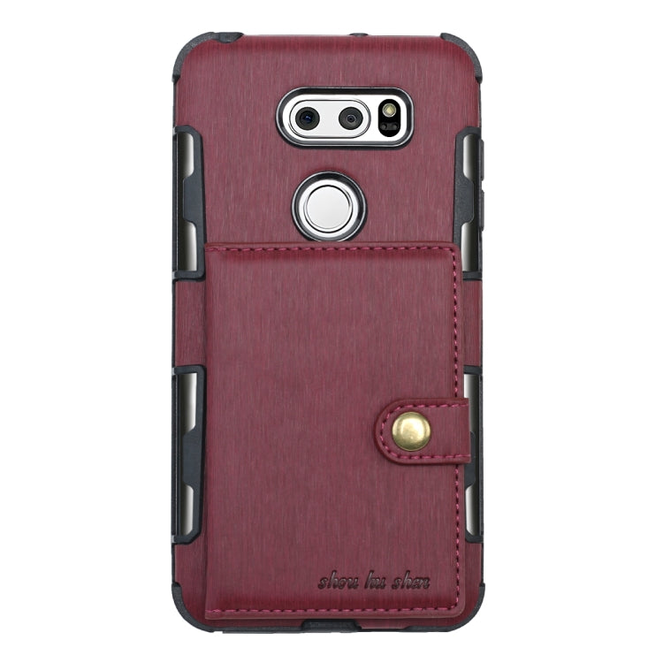 For LG V30 Brushed Texture Shockproof PU + TPU Case, with Card Slots & Wallet & Photo Frame