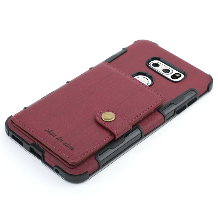 For LG V30 Brushed Texture Shockproof PU + TPU Case, with Card Slots & Wallet & Photo Frame