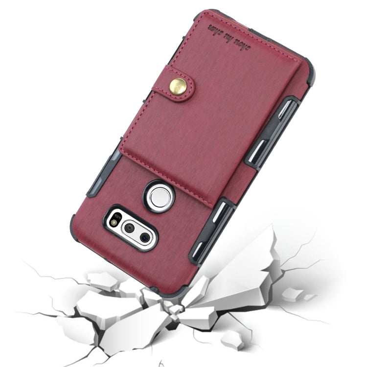 For LG V30 Brushed Texture Shockproof PU + TPU Case, with Card Slots & Wallet & Photo Frame