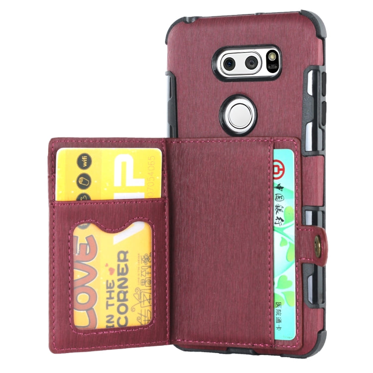 For LG V30 Brushed Texture Shockproof PU + TPU Case, with Card Slots & Wallet & Photo Frame