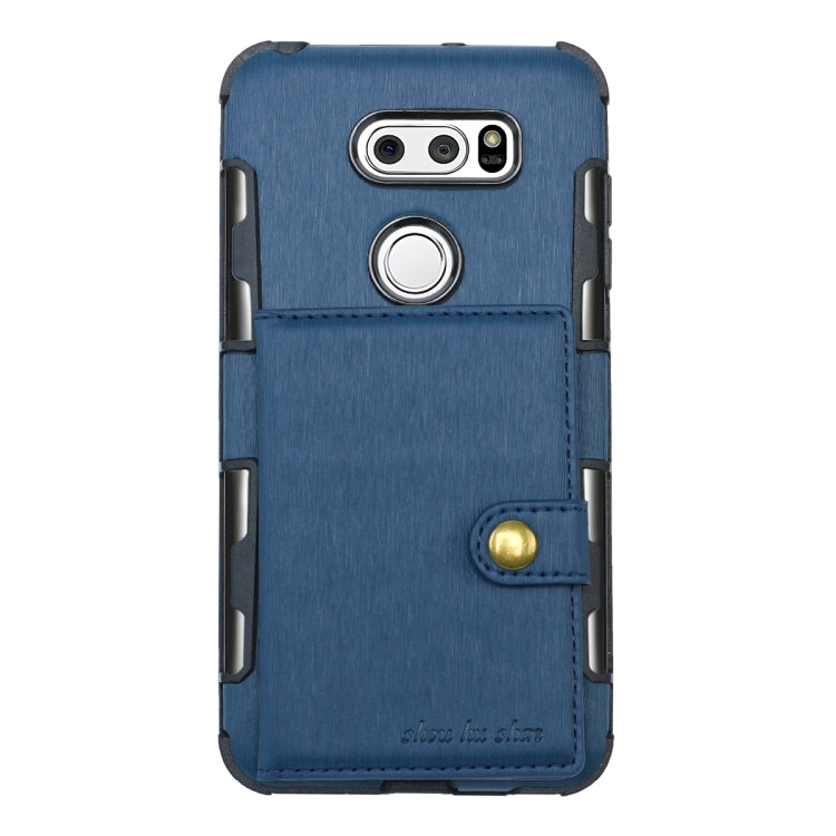 For LG V30 Brushed Texture Shockproof PU + TPU Case, with Card Slots & Wallet & Photo Frame