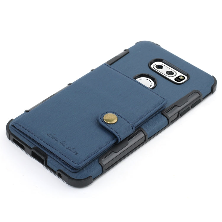 For LG V30 Brushed Texture Shockproof PU + TPU Case, with Card Slots & Wallet & Photo Frame