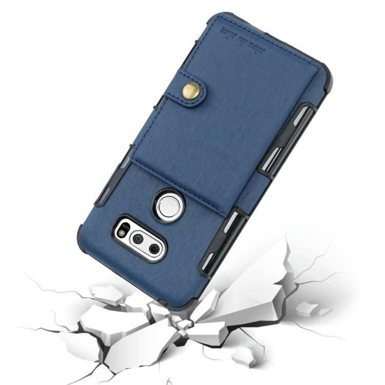 For LG V30 Brushed Texture Shockproof PU + TPU Case, with Card Slots & Wallet & Photo Frame
