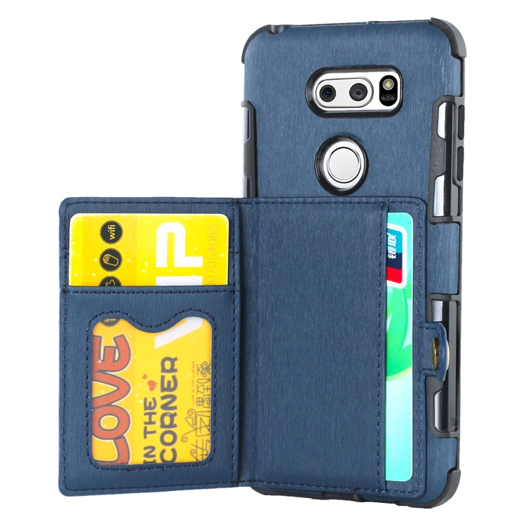 For LG V30 Brushed Texture Shockproof PU + TPU Case, with Card Slots & Wallet & Photo Frame