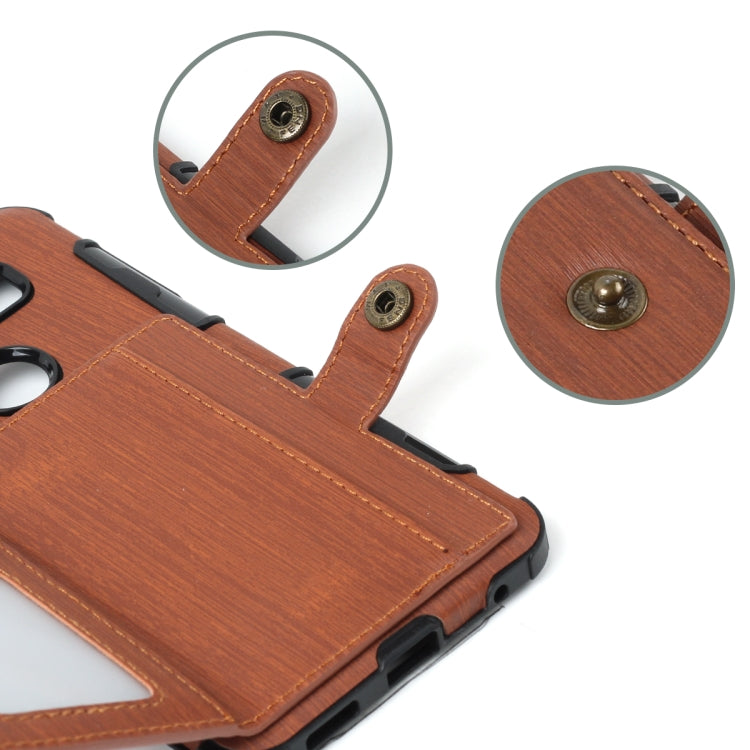 For LG V30 Brushed Texture Shockproof PU + TPU Case, with Card Slots & Wallet & Photo Frame