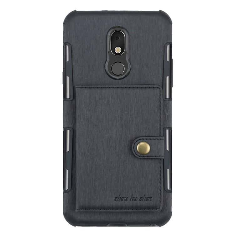 For LG Q Stylo 5 Brushed Texture Shockproof PU + TPU Case, with Card Slots & Wallet & Photo Frame