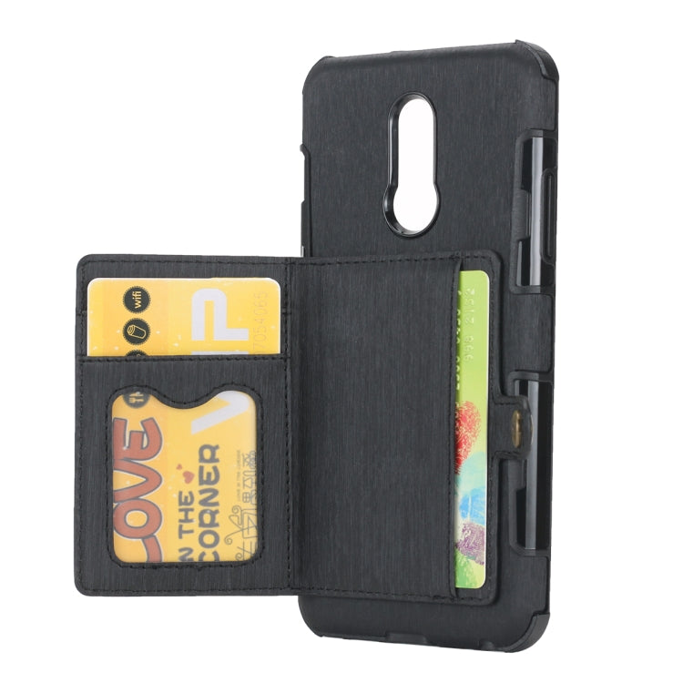 For LG Q Stylo 5 Brushed Texture Shockproof PU + TPU Case, with Card Slots & Wallet & Photo Frame
