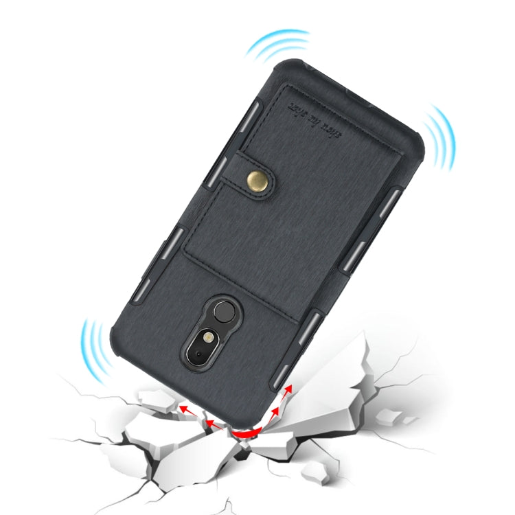 For LG Q Stylo 5 Brushed Texture Shockproof PU + TPU Case, with Card Slots & Wallet & Photo Frame