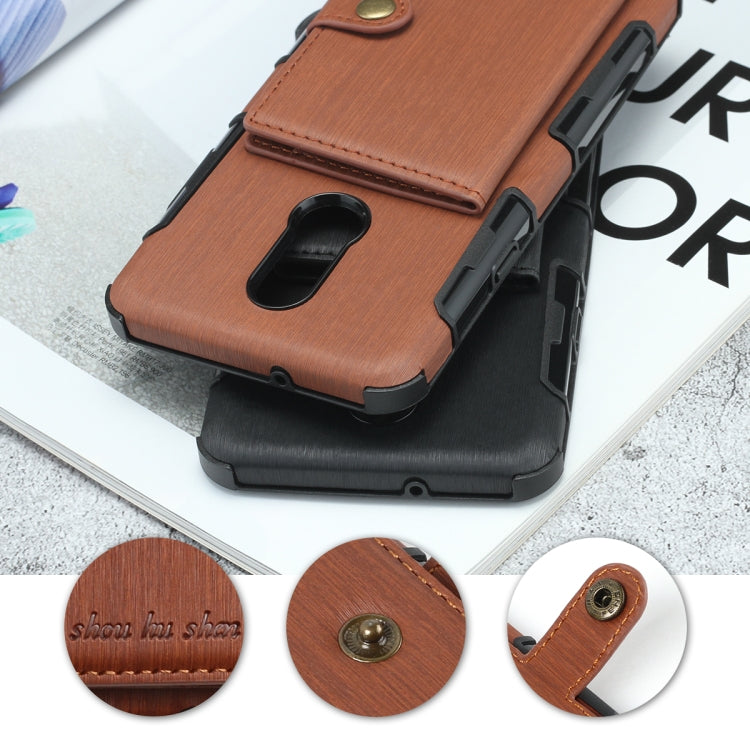 For LG Q Stylo 5 Brushed Texture Shockproof PU + TPU Case, with Card Slots & Wallet & Photo Frame