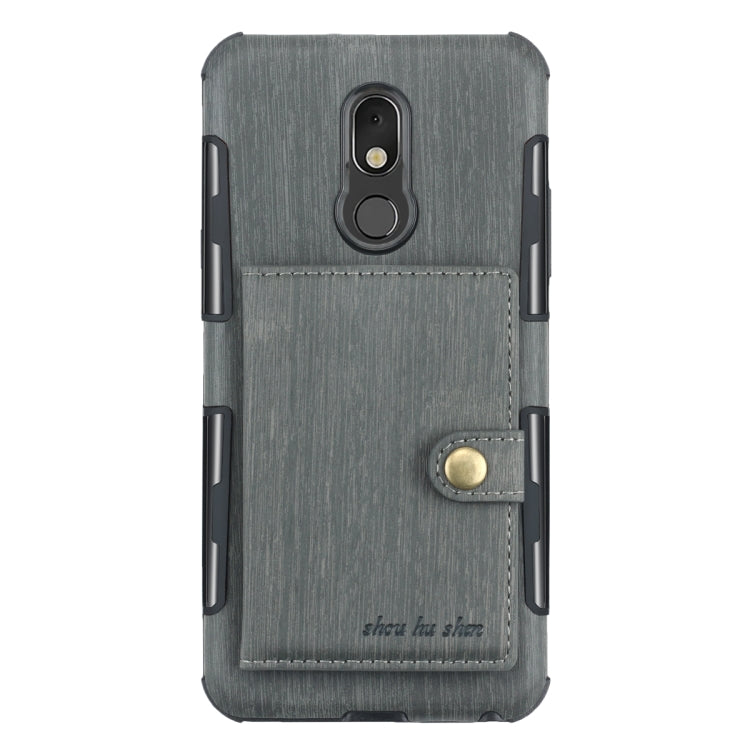 For LG Q Stylo 5 Brushed Texture Shockproof PU + TPU Case, with Card Slots & Wallet & Photo Frame