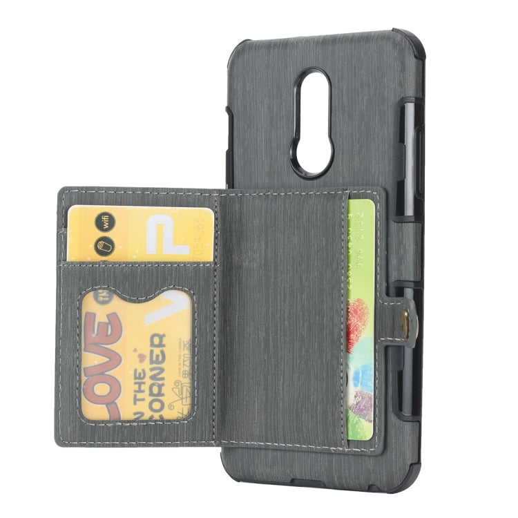 For LG Q Stylo 5 Brushed Texture Shockproof PU + TPU Case, with Card Slots & Wallet & Photo Frame