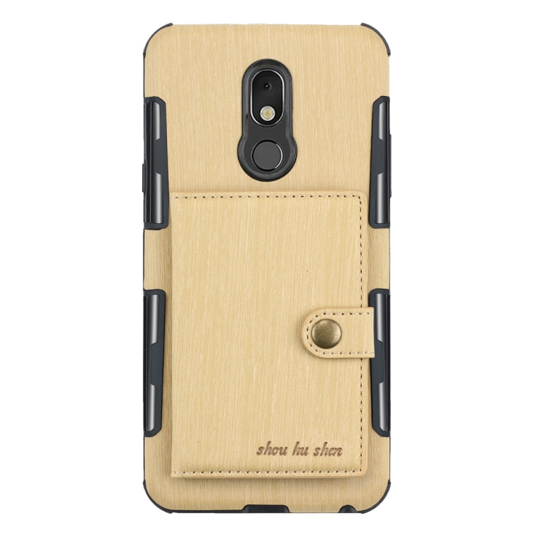 For LG Q Stylo 5 Brushed Texture Shockproof PU + TPU Case, with Card Slots & Wallet & Photo Frame