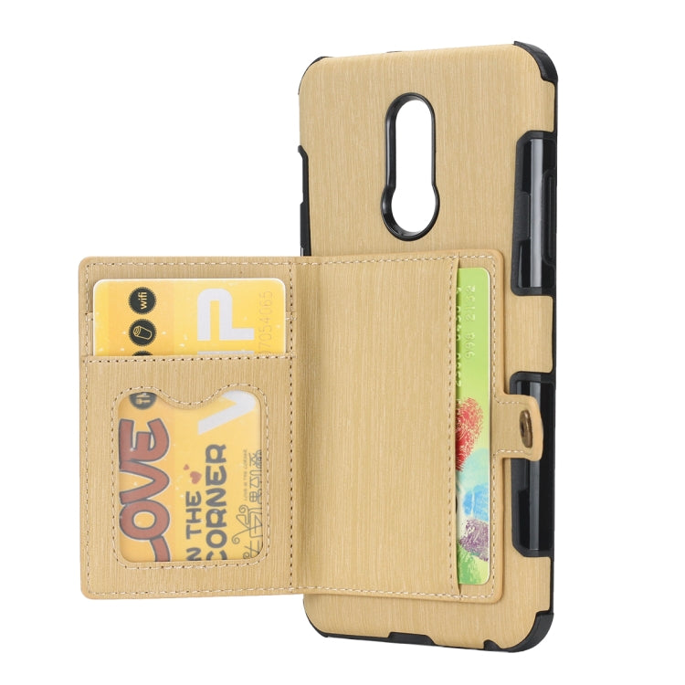 For LG Q Stylo 5 Brushed Texture Shockproof PU + TPU Case, with Card Slots & Wallet & Photo Frame