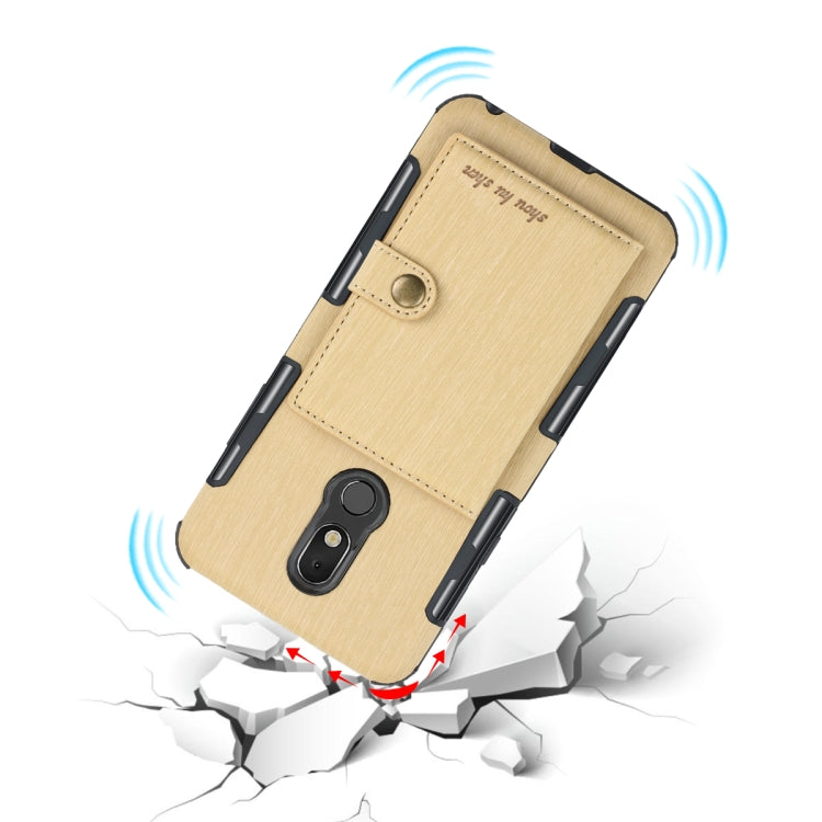 For LG Q Stylo 5 Brushed Texture Shockproof PU + TPU Case, with Card Slots & Wallet & Photo Frame