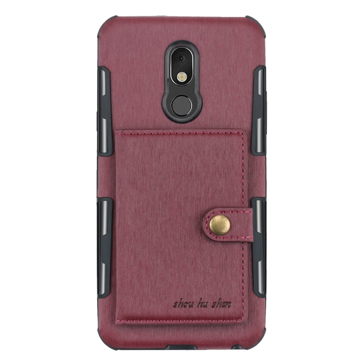 For LG Q Stylo 5 Brushed Texture Shockproof PU + TPU Case, with Card Slots & Wallet & Photo Frame