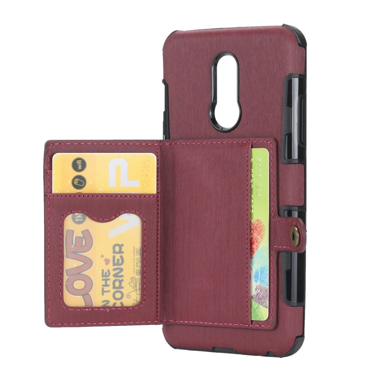 For LG Q Stylo 5 Brushed Texture Shockproof PU + TPU Case, with Card Slots & Wallet & Photo Frame