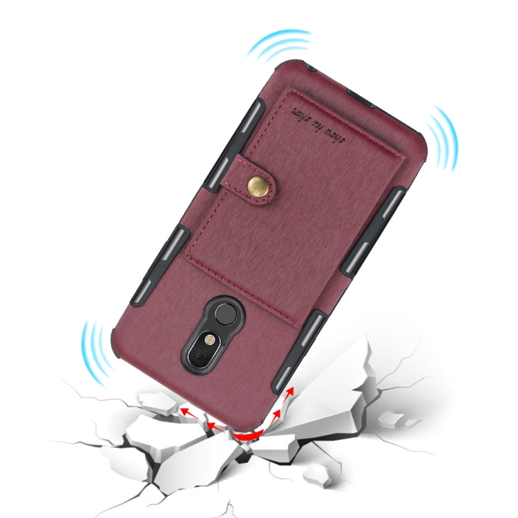 For LG Q Stylo 5 Brushed Texture Shockproof PU + TPU Case, with Card Slots & Wallet & Photo Frame