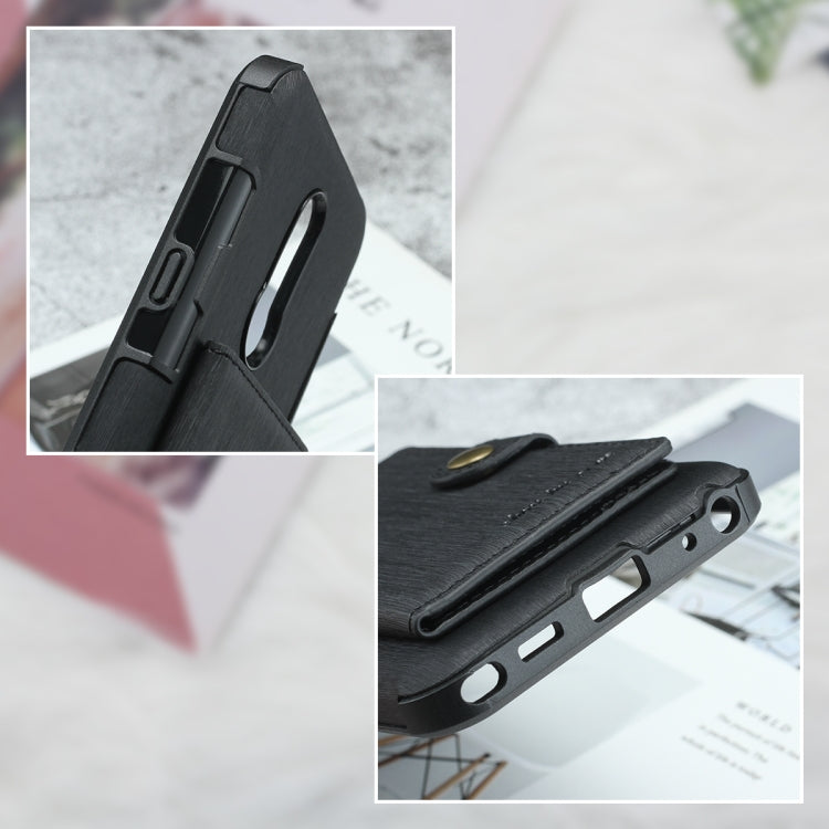 For LG Q Stylo 5 Brushed Texture Shockproof PU + TPU Case, with Card Slots & Wallet & Photo Frame