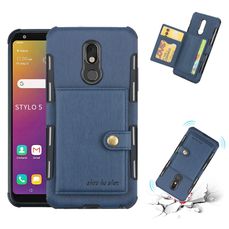 For LG Q Stylo 5 Brushed Texture Shockproof PU + TPU Case, with Card Slots & Wallet & Photo Frame
