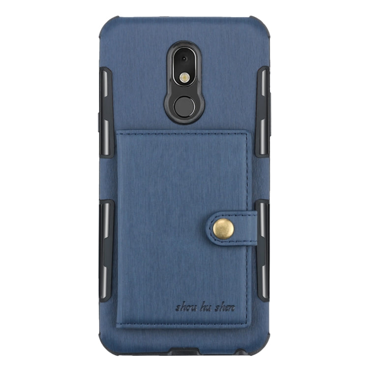 For LG Q Stylo 5 Brushed Texture Shockproof PU + TPU Case, with Card Slots & Wallet & Photo Frame