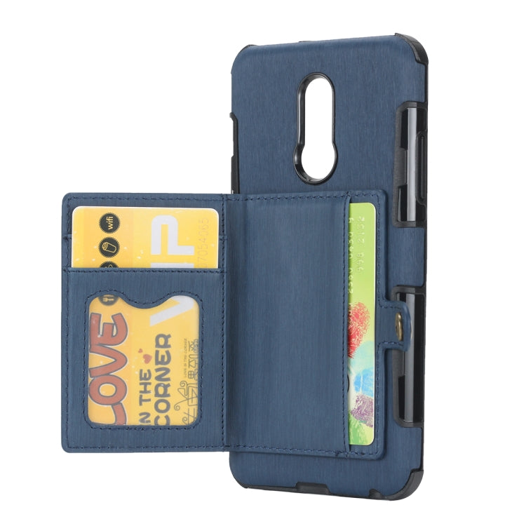 For LG Q Stylo 5 Brushed Texture Shockproof PU + TPU Case, with Card Slots & Wallet & Photo Frame