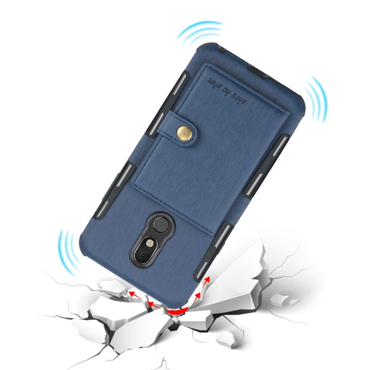For LG Q Stylo 5 Brushed Texture Shockproof PU + TPU Case, with Card Slots & Wallet & Photo Frame