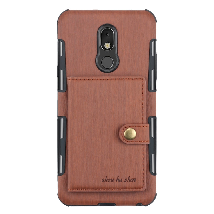 For LG Q Stylo 5 Brushed Texture Shockproof PU + TPU Case, with Card Slots & Wallet & Photo Frame