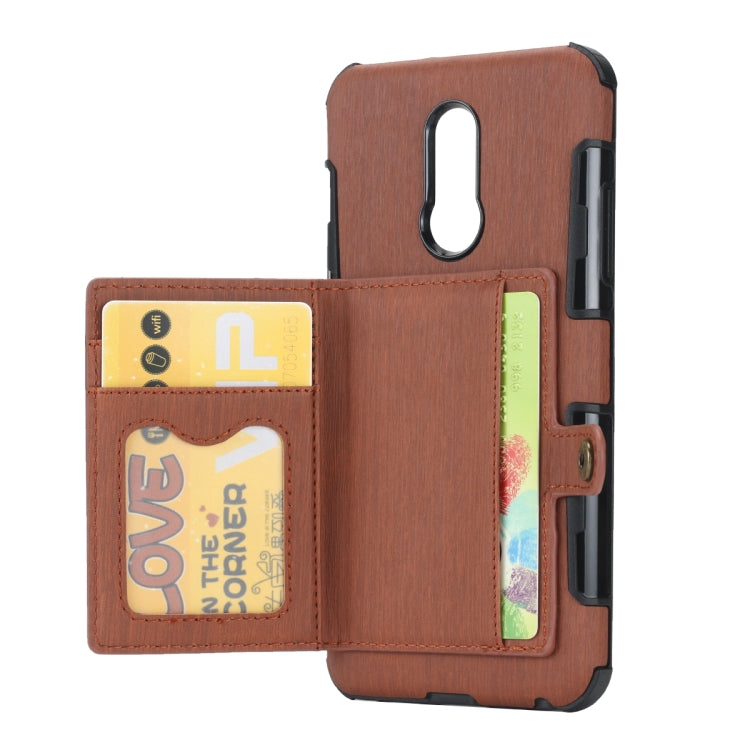 For LG Q Stylo 5 Brushed Texture Shockproof PU + TPU Case, with Card Slots & Wallet & Photo Frame