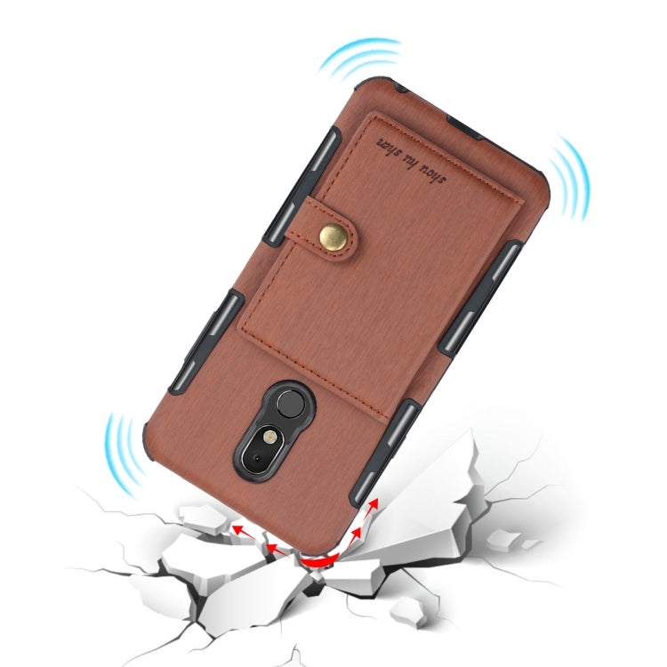 For LG Q Stylo 5 Brushed Texture Shockproof PU + TPU Case, with Card Slots & Wallet & Photo Frame