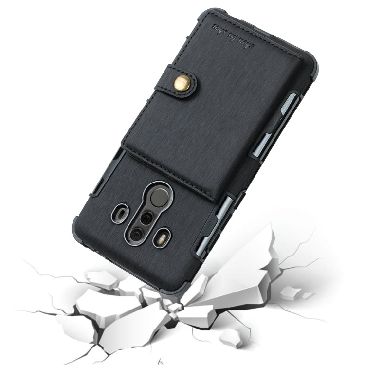 For Huawei Mate 10 Pro Brushed Texture Shockproof PU + TPU Case, with Card Slots & Wallet & Photo Frame