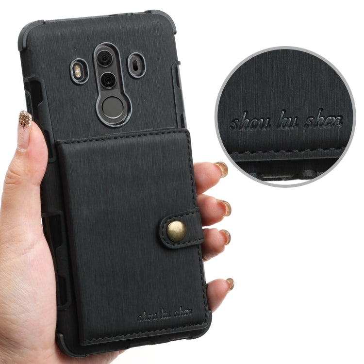 For Huawei Mate 10 Pro Brushed Texture Shockproof PU + TPU Case, with Card Slots & Wallet & Photo Frame