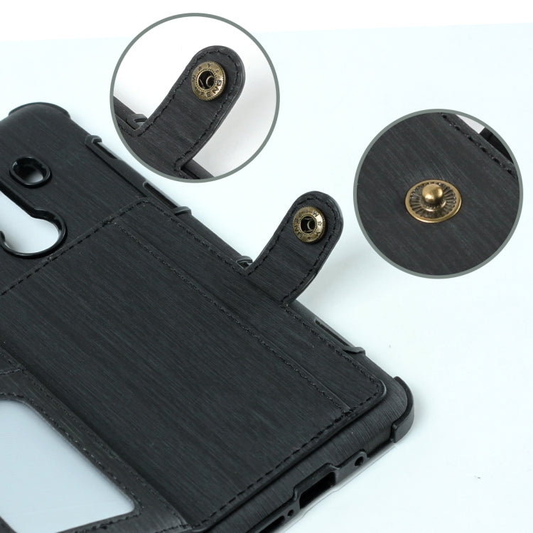 For Huawei Mate 10 Pro Brushed Texture Shockproof PU + TPU Case, with Card Slots & Wallet & Photo Frame