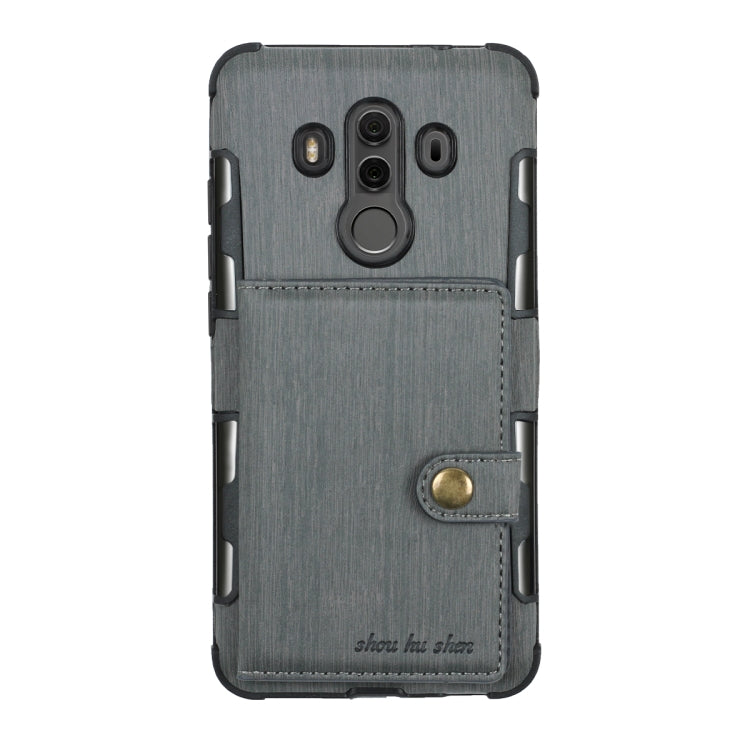 For Huawei Mate 10 Pro Brushed Texture Shockproof PU + TPU Case, with Card Slots & Wallet & Photo Frame