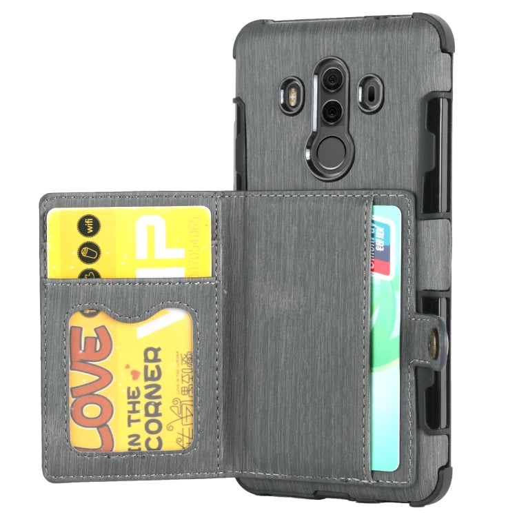 For Huawei Mate 10 Pro Brushed Texture Shockproof PU + TPU Case, with Card Slots & Wallet & Photo Frame