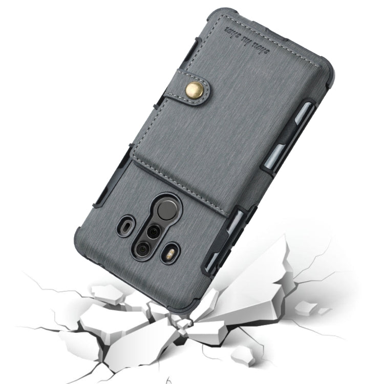 For Huawei Mate 10 Pro Brushed Texture Shockproof PU + TPU Case, with Card Slots & Wallet & Photo Frame