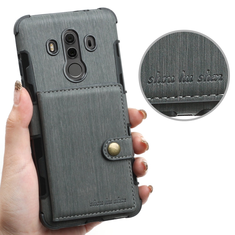 For Huawei Mate 10 Pro Brushed Texture Shockproof PU + TPU Case, with Card Slots & Wallet & Photo Frame